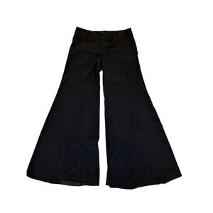 Bebe Wide Leg Pants Women Size 8 Black Excellent SatinFlare Trousers Made in USA